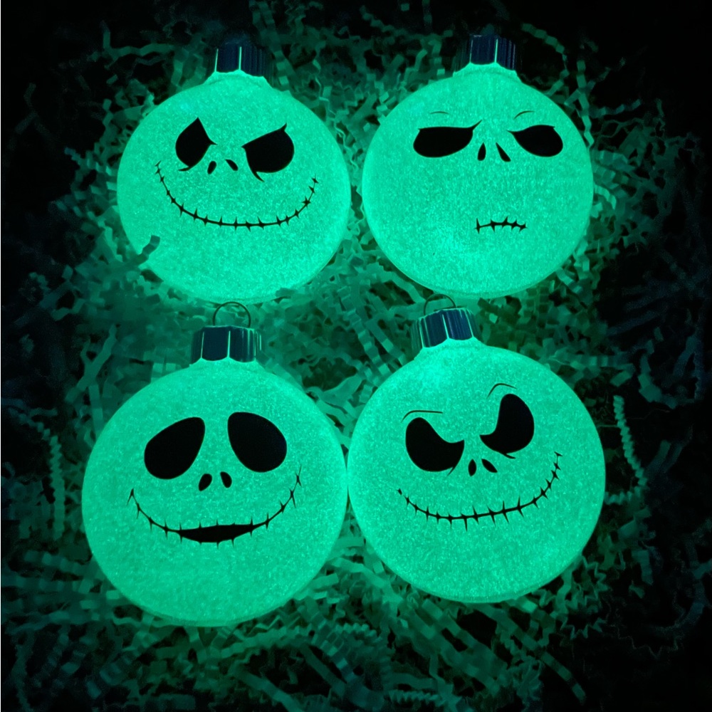 Nightmare before Christmas ornament set glow in the dark jack skellington